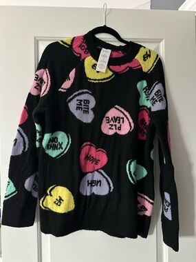 Serra Black Conversation Heart Graphic Sweater